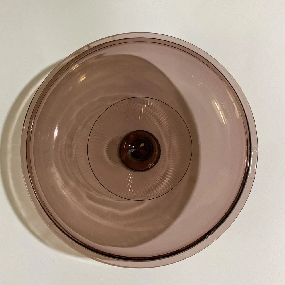Vintage‎ Pyrex Cranberry Glass Lid V2 5C Diameter 8.5